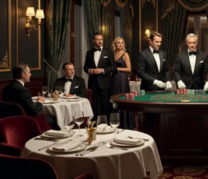 Ambiance de soirée casino élégante dans un restaurant gastronomique